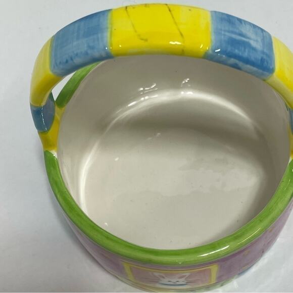 Ceramic Easter Bunny Basket gift accent decor piece - Picture 3 of 7